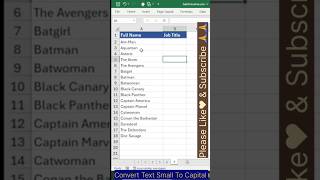 Excel, Convert Text Small to Capital Letter #shortviral #shorts #manojdey #trending #viralreels