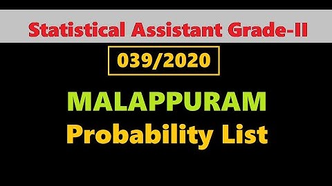 KPSC Statistical Assistant (039/2020) Probability list (Malappuram)