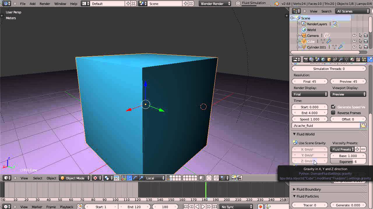 Beginning Blender Users Controlling the Gravity of Fluids YouTube