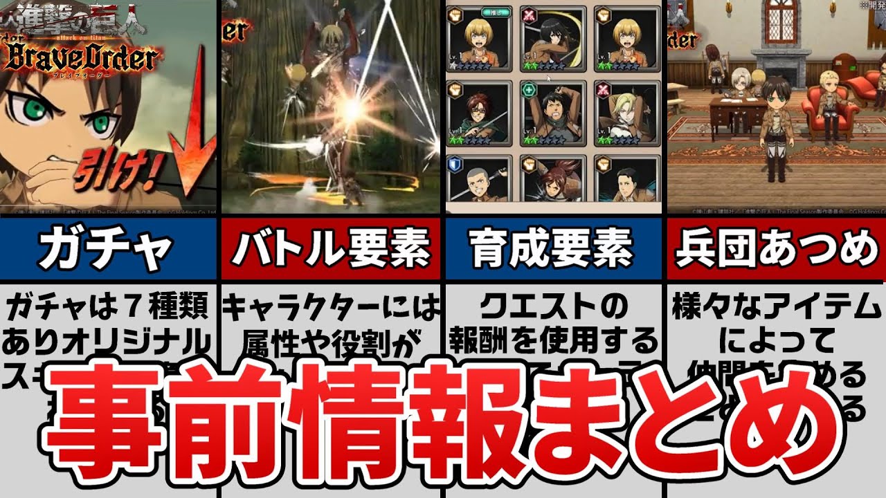 ほぼゆっくり 進撃の巨人ブレイブオーダー事前情報まとめ システムの考察 ブレオダ Youtube