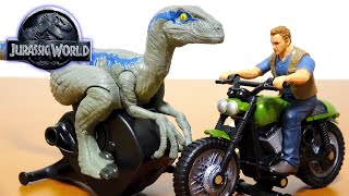 ジュラシックワールド  炎の王国 コードで走る!ブルー オーウェン&バイク コードを引っ張って走らせて遊ぼう! Dinosaur Jurassic World