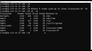Check % inode used-up in linux filesystem df -ih