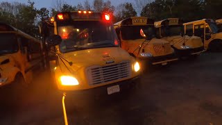 Thomas SafTLiner C2 school bus startup, pretrip, and drive POV