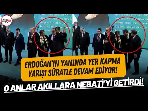 AKP'liler Erdoğan'ın yanında yer kapmak için birbirlerini ittiler! İlginç anlar kameralara yansıdı