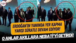AKP'liler Erdoğan'ın yanında yer kapmak için birbirlerini ittiler! İlginç anlar kameralara yansıdı Resimi