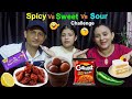 Spicy vs sweet vs sour food eating challenge budabudivlogs