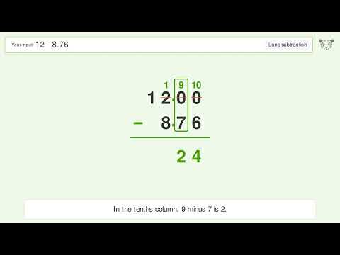 Long Subtraction Problem 12-8.76: Step-by-Step Video Solution