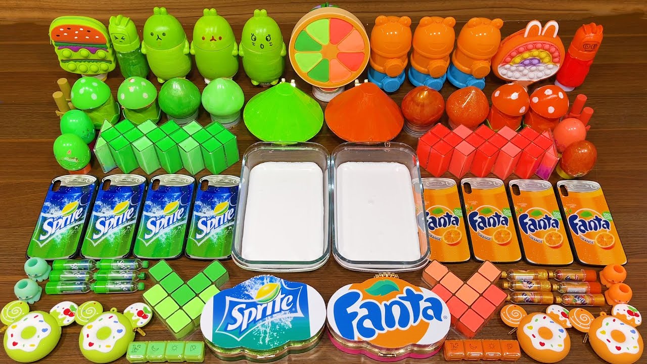 Random Fanta SPRITE vs FANTA !!! Mixing random into GLOSSY slime!!!Satisfying Video ...