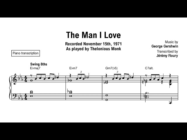 Thelonious Monk - The Man I Love - Piano transcription class=