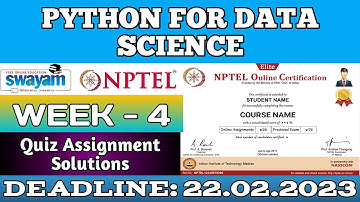 NPTEL PYTHON FOR DATA SCIENCE ASSIGNMENT 4 ANSWERS | 2023