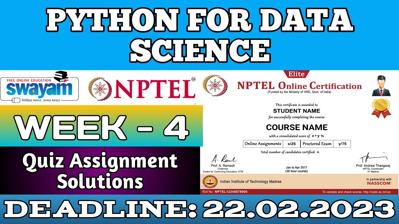 nptel python for data science assignment 4 answers 2023