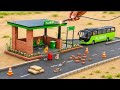 Building Mini Bus Stand for FlixBus | Miniature Village Build @sanocreator