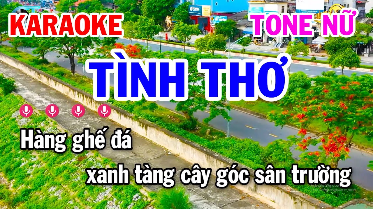 Karaoke Tình Thơ Tone Nữ || Hàng Ghế Đá Xanh Tàn Cây | Nhạc Xưa 8x 9x