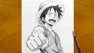 How to Draw Luffy Punch | One Piece Straw Hat Pirate Portrait Sketch