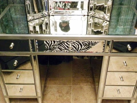 black dressing table with mirror