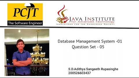 DBMS Question Set 05 | 1st year | Semester 01 | Java Institute | Adithya Rupasinghe