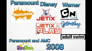 Хронология логотипов телеканалов анимационых в России Paramount, AMC, Disney, Warner