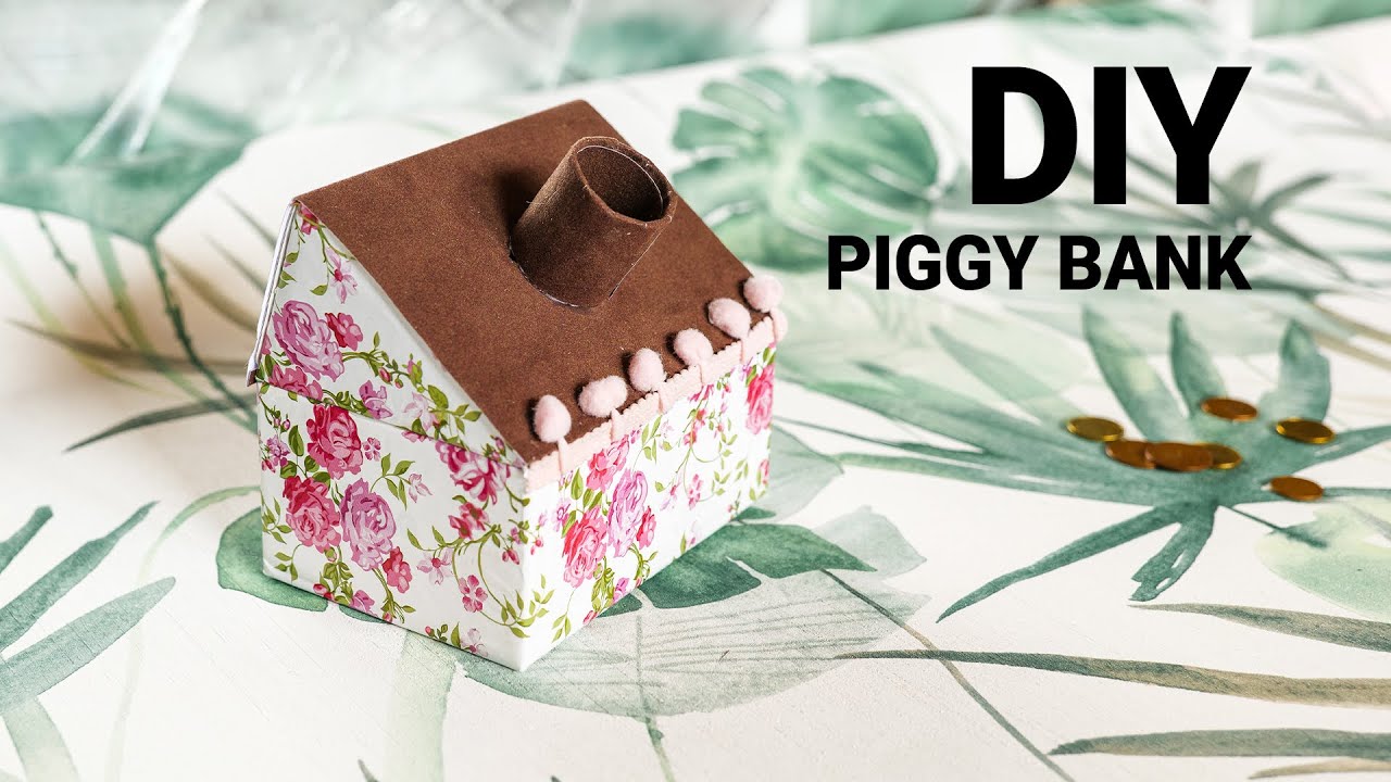 Piggy Bank DIY How to make House Piggy Bank out of cardboard box