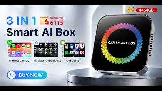 Android 15 3IN1 AI BOX Wireless Android Auto CarPlay Qualcomm 6115 Build-in Play Store#AI38