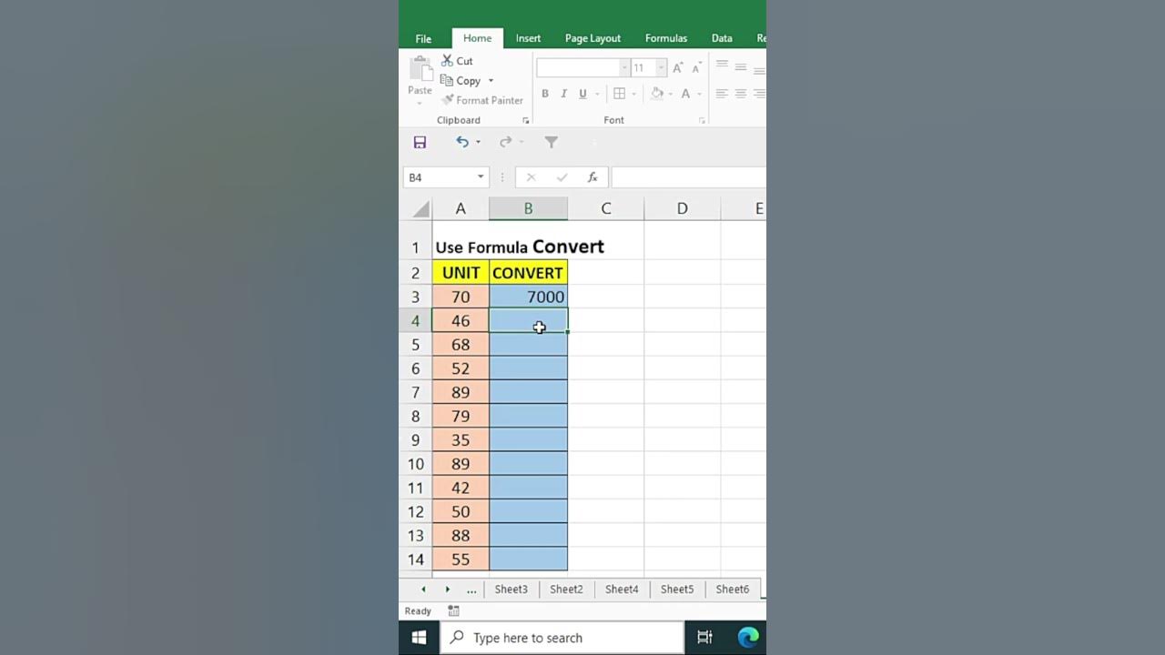 How to use Convert formula excel in convert #shorts - YouTube