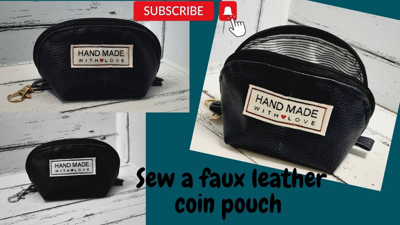 Sew a faux leather coin pouch/shell shaped coin pouch - YouTube