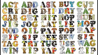 3 letter words with Alphabetimals | sight words | Learn 40 action words | 3 Letter blends | fonética