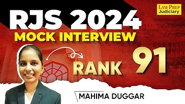 RJS 2024 Mock Interview | Mahima Dugar | Rank - 91 | RJS Result 2024 | Full Mock Interview