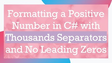 Formatting a Positive Number in C# with Thousands Separators and No Leading Zeros
