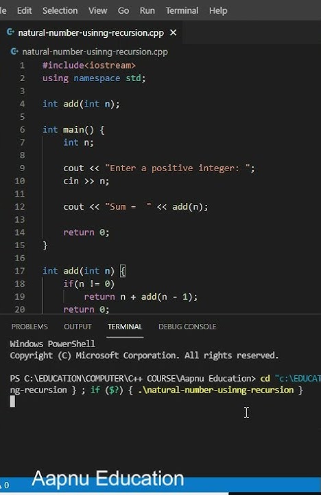find the sum of natural numbers using recursion in c++ program #shorts ...