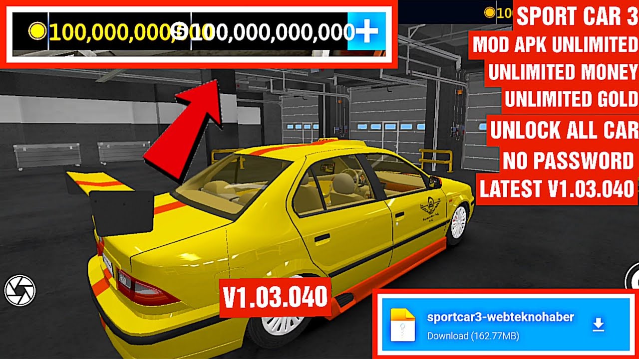 UPDATE SPORT CAR 3 MOD APK UNLIMITED MONEY UNLIMITED GOLD