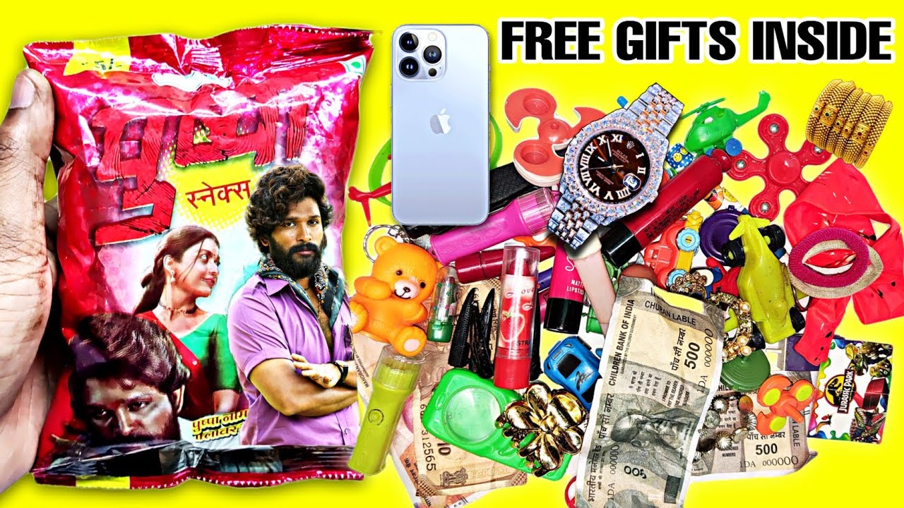 Pushpa Snacks With Free Gifts Inside 5 Rs Only /- | Snacks Unboxing