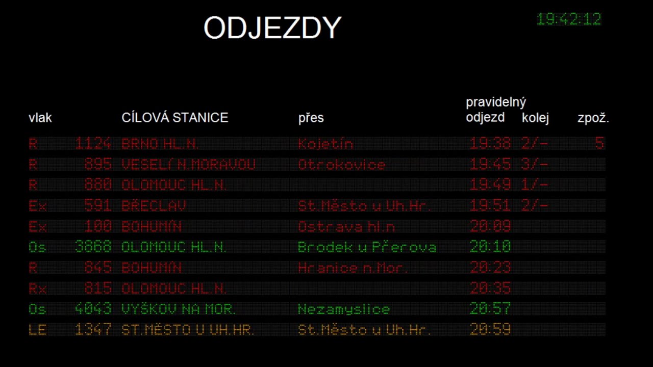 Hlášení Vlaků Přerov | INISS + INFORMAČNÍ TABULE