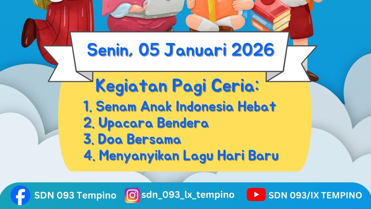 PELAKSANAAN PAGI CERIA HARI PERTAMA MASUK SEKOLAH SEMESTER GENAP SDN 093/IX TEMPINO