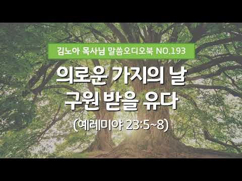 성서총회- [김노아목사님 말씀 오디오북 193화] 의로운 가지의 날 구원 받을 유다  (렘23:5-8)