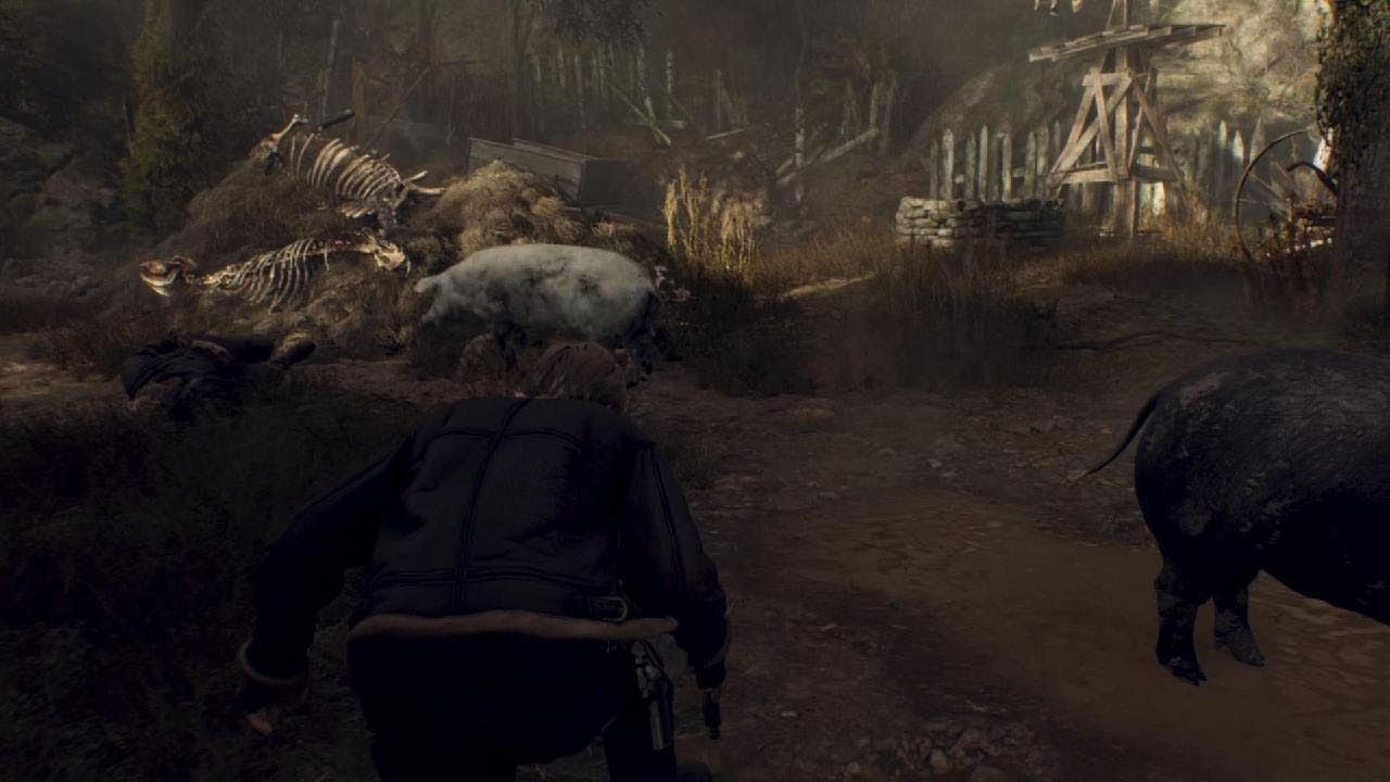 Resident Evil 4 Remake Ganado Attacked By Pig YouTube