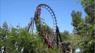 The demon at california's great america is a 102 foot tall coaster
designed by arrow dynamics with 2 loops and double corkscrew. for this
video i used ...