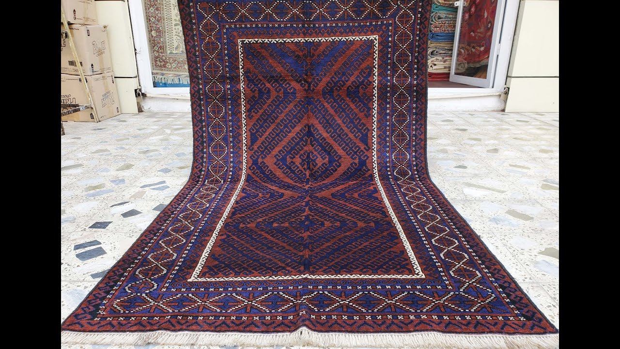 Dark Blue Afghan Baloch Rug, Hand-Knotted Afghan Wool Rug, 1.2m X 1.8m | 4ft X 6ft