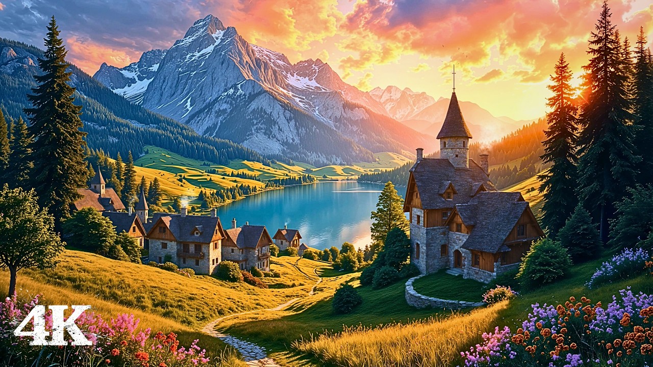 Alpine Lake Village Sunset | Finally Feel Like You Belong Somewhere with Mountain Birdsong & Breezes