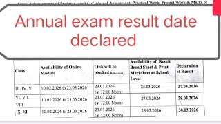 Annual Exam Result कब आएग 2026 Doe Annual Exam 2025-26 Result Date Class 6,7,8,9,11 Result2026