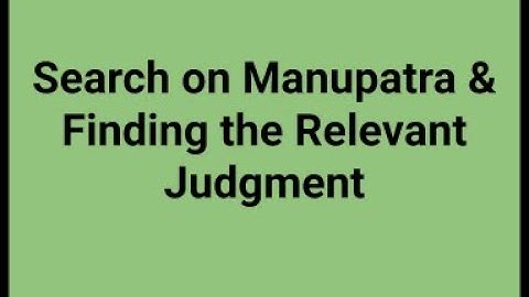 Search on Manupatra & Finding the Relevant Judgment
