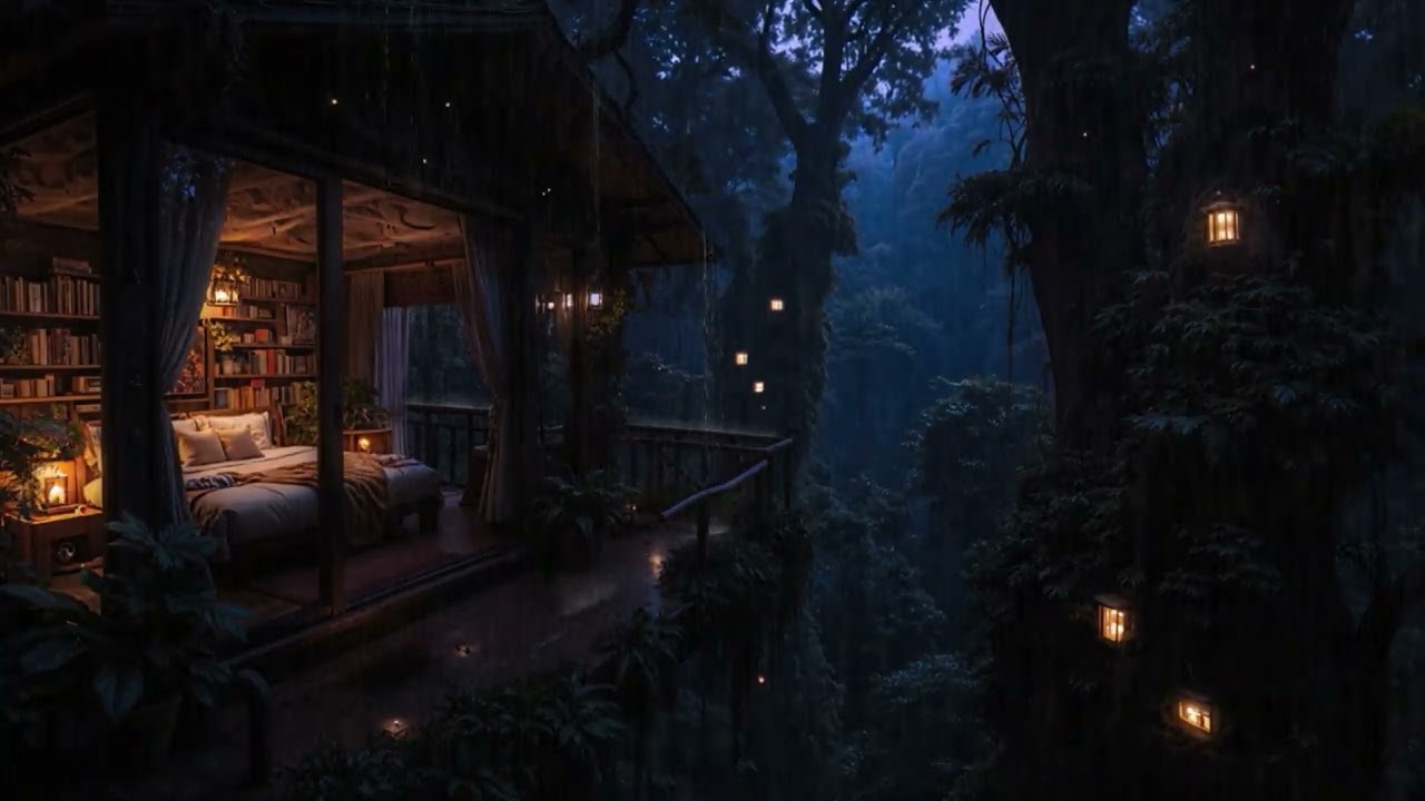 Soft Rain Whispering Through the Trees Around a Hidden Cabin 🌧️🌲 | Calm Night Ambience