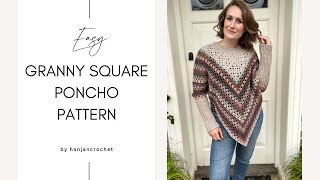 Granny Square Poncho Crochet Pattern and Tutorial