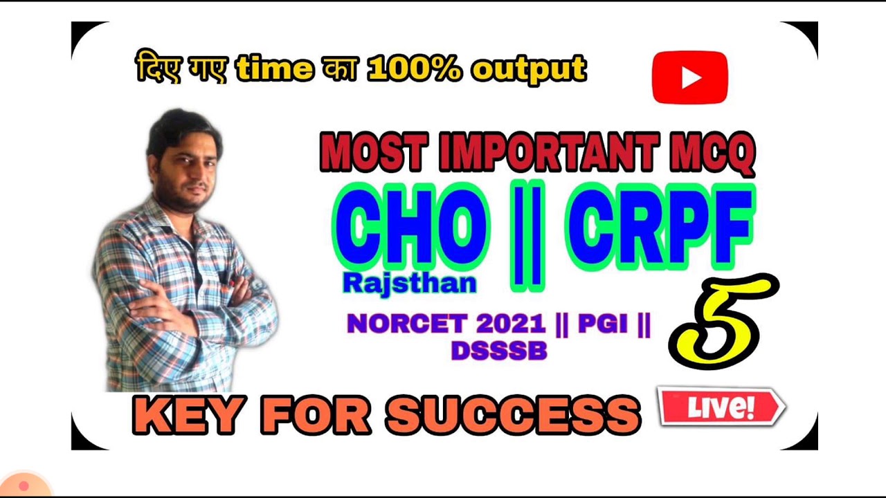 #CHN MCQ/Raj cho/MP CHO/AIIMS NORCET/CRPF/PGI# - YouTube