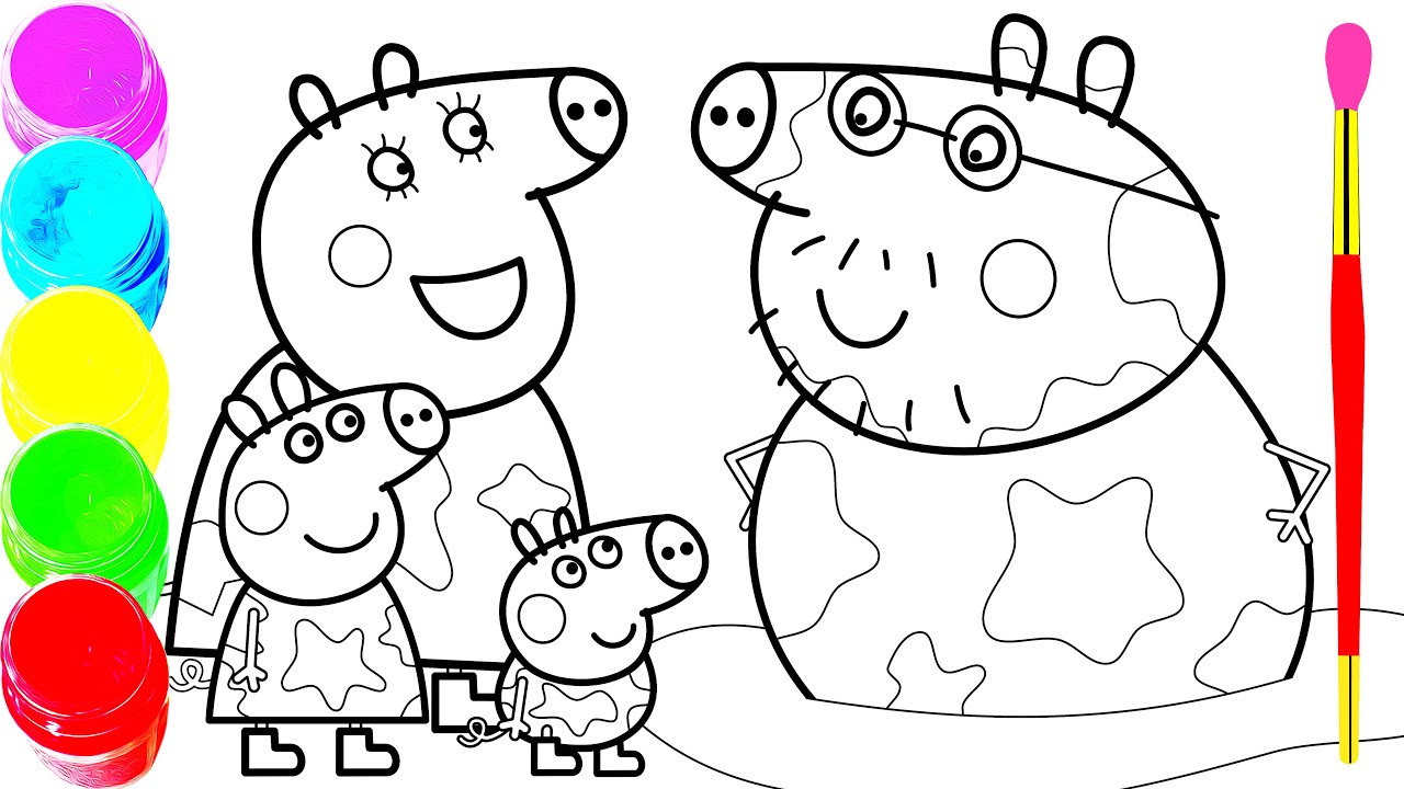 Peppa Pig Family Coloring For Kids | Nursery Rhymes Song for Kids