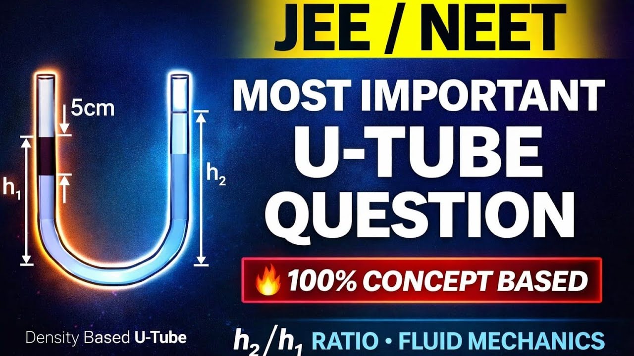 U-Tube question | Important for JEE and NEET | FLUID MECHANICS