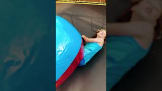 Doing awesome tricks with a giant beach ball