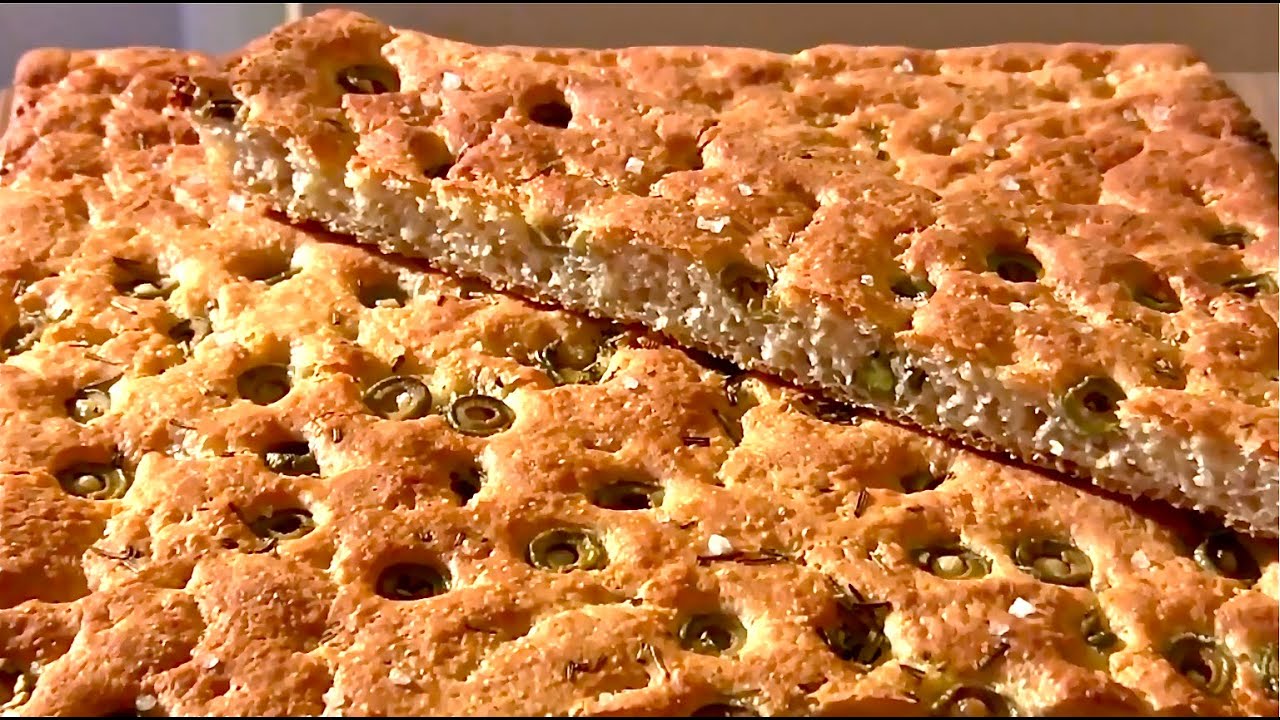 Focaccia mit Oliven-Italienisches Brot selber backen-Focaccia alle ...