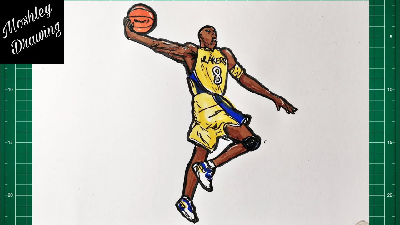 How to Draw Kobe Bryant Playing Basketball Step by Step - Easy Drawing  Tutorial 