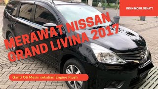 Perawatan Praktis Nissan Grand Livina XV 2017 di Shop and Drive, ganti oli mesin dan engine flush