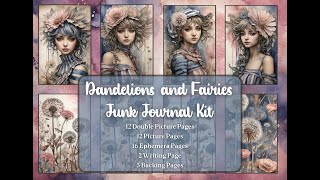 Dandelions and Fairies Junk Journal Kit  Digital